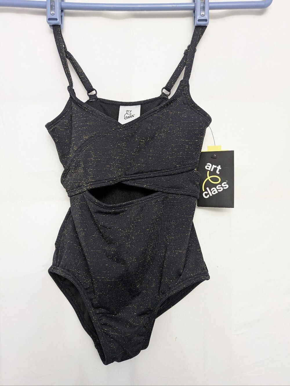 art class Black One-Piece Swimsuit with Gold Sparkle